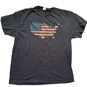 Delta Black and Red Short Sleeve Tee with USA Flag Graphic